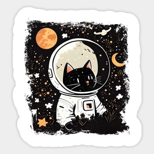 Funny Cat Astronaut Space Cat Lover Retro - Love Cats Sticker